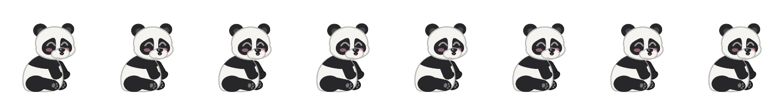 A panda sitting happily